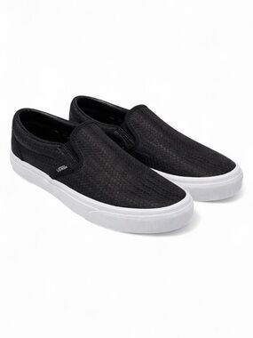 Vans Classic Slip-On Woven Leather Sneakers Black 7